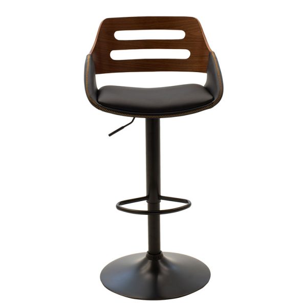 106 000007 3 Bar stool Fern pakoworld adjustable height PU black walnut-metal blackIndoor furniture > Bar stools