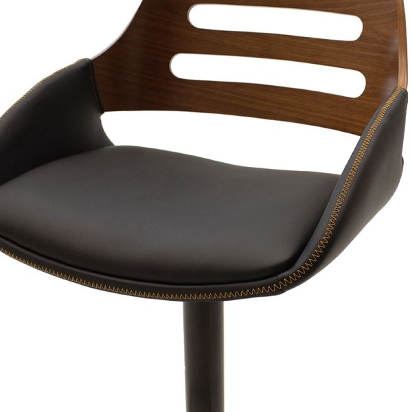 106 000007 4 Bar stool Fern pakoworld adjustable height PU black walnut-metal blackIndoor furniture > Bar stools