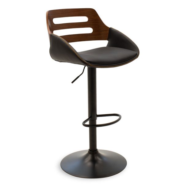 106 000007 Bar stool Fern pakoworld adjustable height PU black walnut-metal blackIndoor furniture > Bar stools