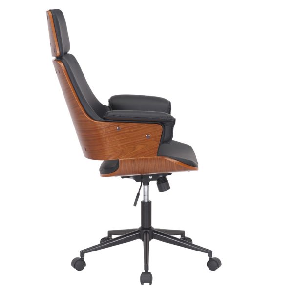 106 000020 2 Manager office chair Hermanos pakoworld with black pu - walnut woodOffice furniture > Manager office chairs