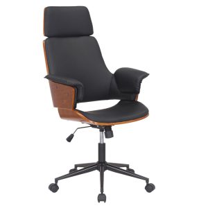 106 000020 Manager office chair Hermanos pakoworld with black pu - walnut woodOffice furniture > Manager office chairs