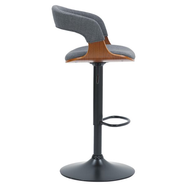 106 000024 2 Bar stool Zero pakoworld folding gray fabric-plywood walnut-metal blackIndoor furniture > Bar stools