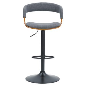 106 000024 3 Bar stool Zero pakoworld folding gray fabric-plywood walnut-metal blackIndoor furniture > Bar stools