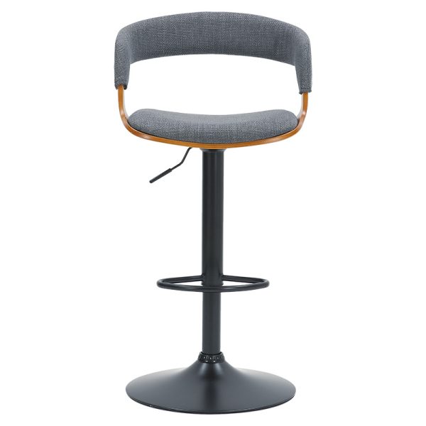 106 000024 3 Bar stool Zero pakoworld folding gray fabric-plywood walnut-metal blackIndoor furniture > Bar stools