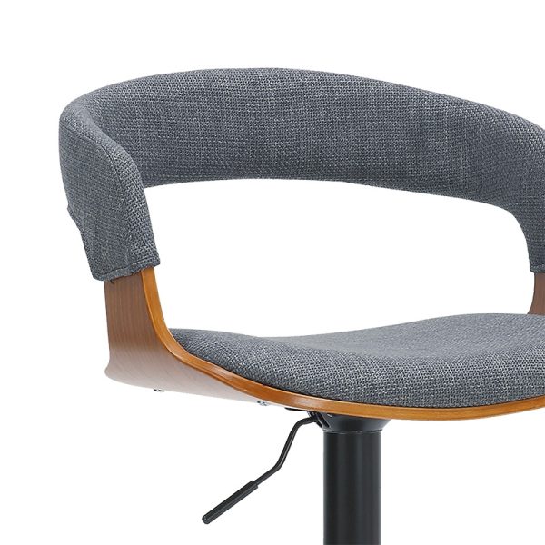 106 000024 4 Bar stool Zero pakoworld folding gray fabric-plywood walnut-metal blackIndoor furniture > Bar stools