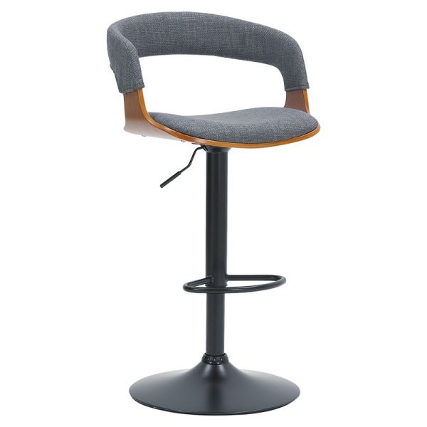 106 000024 Bar stool Zero pakoworld folding gray fabric-plywood walnut-metal blackIndoor furniture > Bar stools