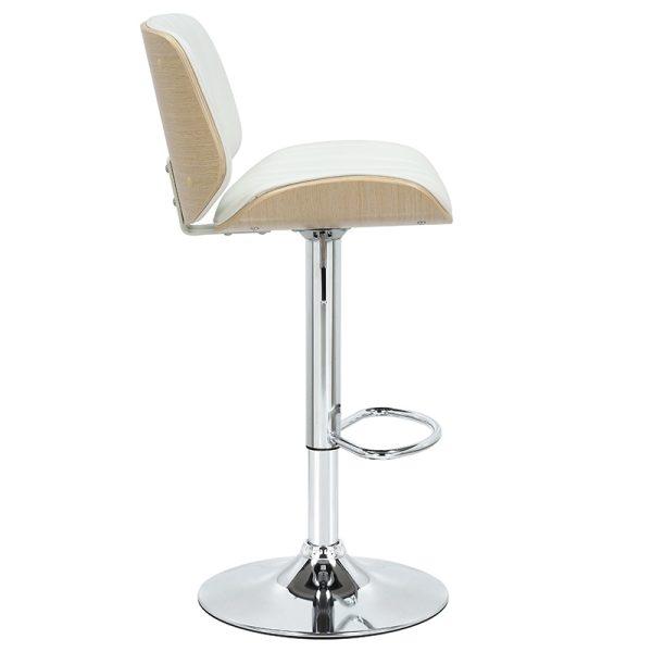 106 000027 2 Bar stool Fern pakoworld folding PU white plywood natural-chrome metal 48x50x88/108cmIndoor furniture > Bar stools