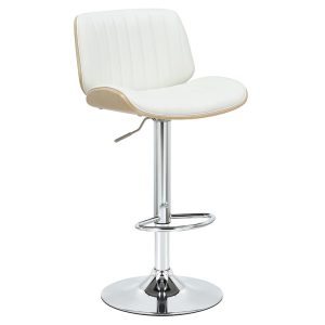 106 000027 Bar stool Fern pakoworld folding PU white plywood natural-chrome metal 48x50x88/108cmIndoor furniture > Bar stools