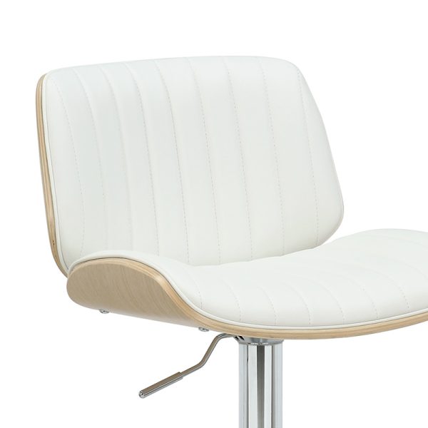 106 000027 4 Bar stool Fern pakoworld folding PU white plywood natural-chrome metal 48x50x88/108cmIndoor furniture > Bar stools