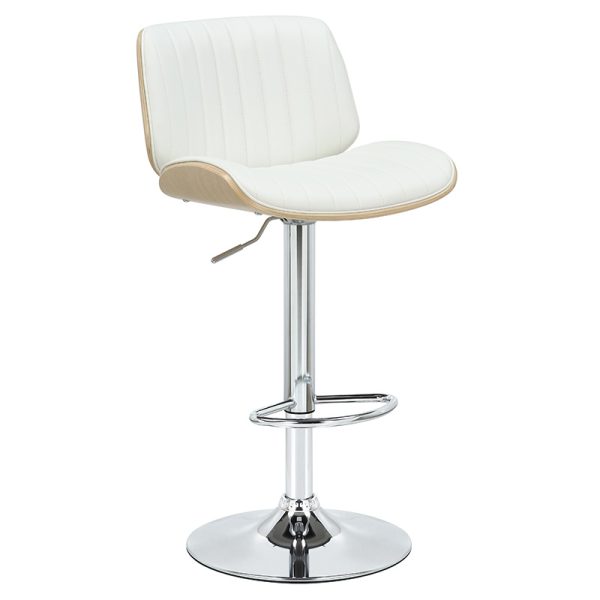 106 000027 Bar stool Fern pakoworld folding PU white plywood natural-chrome metal 48x50x88/108cmIndoor furniture > Bar stools