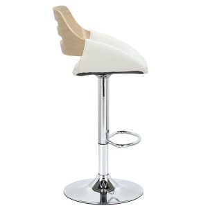 106 000028 2 Bar stool Fern pakoworld adjustable height PU white natural-metal chromeIndoor furniture > Bar stools