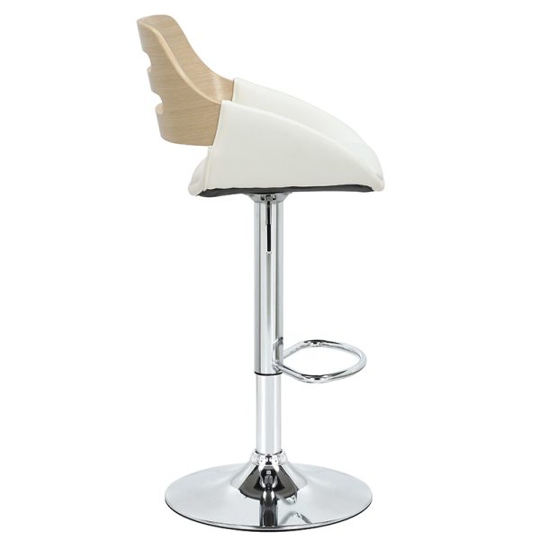 106 000028 2 Bar stool Fern pakoworld adjustable height PU white natural-metal chromeIndoor furniture > Bar stools