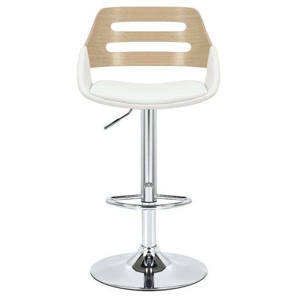 106 000028 3 Bar stool Fern pakoworld adjustable height PU white natural-metal chromeIndoor furniture > Bar stools