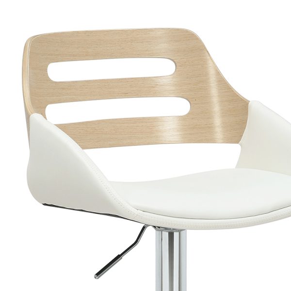 106 000028 4 Bar stool Fern pakoworld adjustable height PU white natural-metal chromeIndoor furniture > Bar stools
