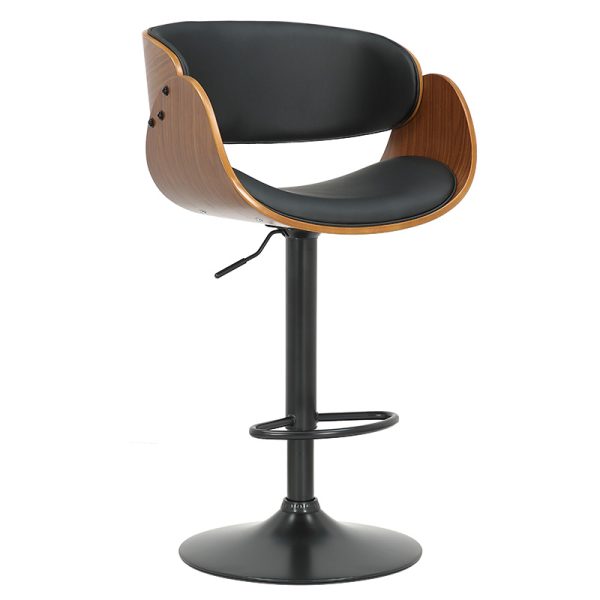106 000032 Bar stool Hadley pakoworld folding black pu-wood walnut-metal blackIndoor furniture > Bar stools