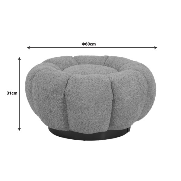 110 000090 4 Nester pakoworld stool boucle fabric in grey color D60x31cmIndoor furniture > Stools