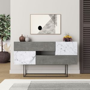 119 001103 2 Buffet Roberta pakoworld gray antique-white marble 145x40x82cmIndoor furniture > Buffets