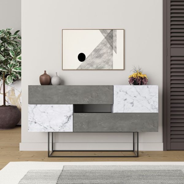 119 001103 2 Buffet Roberta pakoworld gray antique-white marble 145x40x82cmIndoor furniture > Buffets
