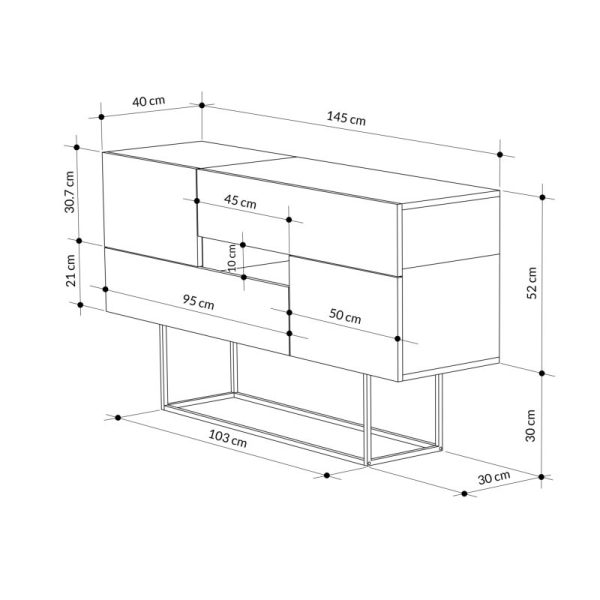 119 001103 4 Buffet Roberta pakoworld gray antique-white marble 145x40x82cmIndoor furniture > Buffets
