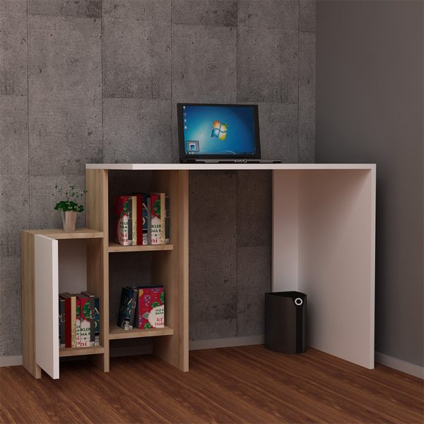 120 000023 2 Office desk Kely pakoworld in white-oak color 113x55x74cmOffice furniture > Working desk