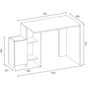 120 000023 4 Office desk Kely pakoworld in white-oak color 113x55x74cmOffice furniture > Working desk