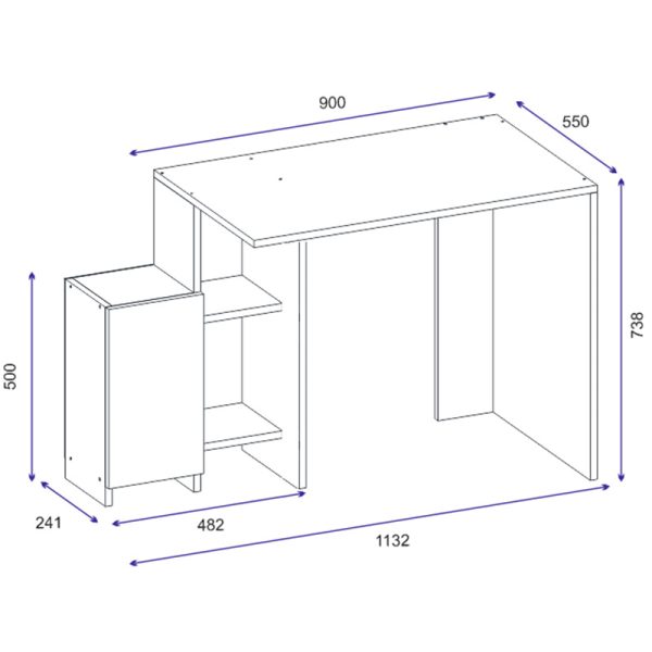 120 000023 4 Office desk Kely pakoworld in white-oak color 113x55x74cmOffice furniture > Working desk