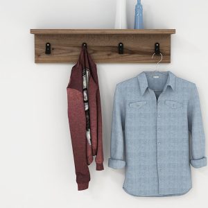 120 000034 2 Wall hanger Mulan pakoworld in walnut color 60x16x14.5cmIndoor furniture > Hoods - Hangers