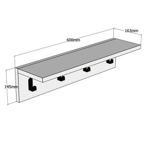 120 000034 3 Wall hanger Mulan pakoworld in walnut color 60x16x14.5cmIndoor furniture > Hoods - Hangers