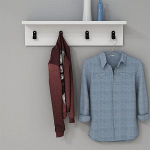 120 000035 2 Wall Hanger Mulan pakoworld in white color 60x16x14.5cmIndoor furniture > Hoods - Hangers