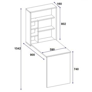 120 000084 3 Folding wall mounted work desk Ravin pakoworld white 63x90x154cmOffice furniture > Working desk
