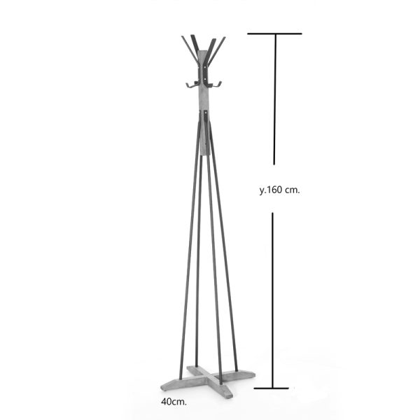120 000119 4 Coat Stand Myra pakoworld in walnut-black color D40x160cmIndoor furniture > Hoods - Hangers