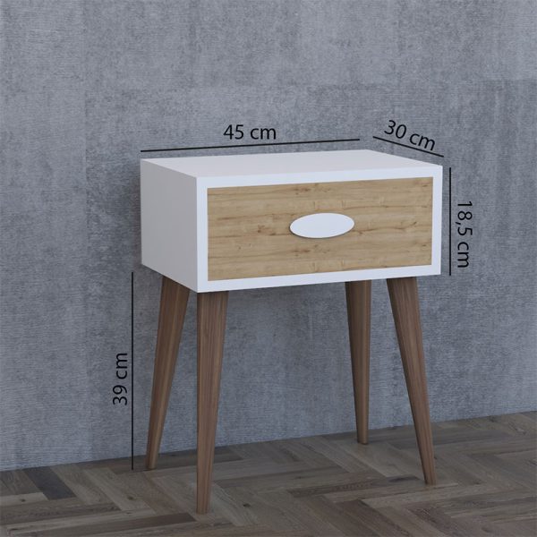 120 000131 4 Nightstand Labow pakoworld with a drawer walnut-white-sonoma 45x30x57.5cmIndoor furniture > Bedside tables