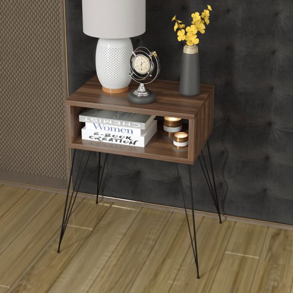 120 000140 2 Nightstand Naida pakoworld walnut-black 45x30x59cmIndoor furniture > Bedside tables