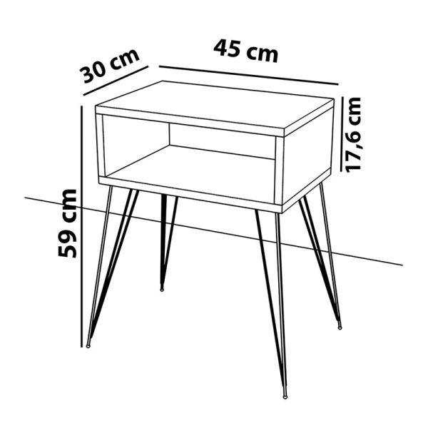 120 000140 3 Nightstand Naida pakoworld walnut-black 45x30x59cmIndoor furniture > Bedside tables