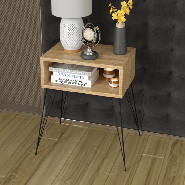 120 000142 2 Nightstand Naida pakoworld natural-black 45x30x59cmIndoor furniture > Bedside tables