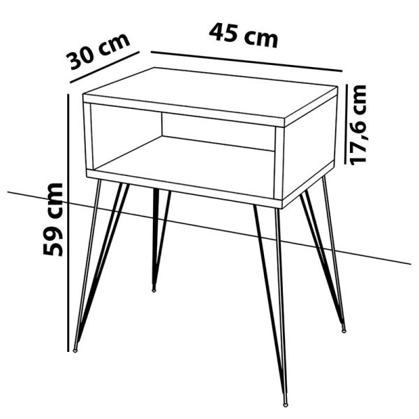120 000142 3 Nightstand Naida pakoworld natural-black 45x30x59cmIndoor furniture > Bedside tables