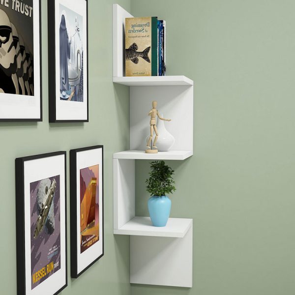 120 000171 2 Corner wall shelf Insta pakoworld white 25x25x105,5cmIndoor furniture > Wall shelves