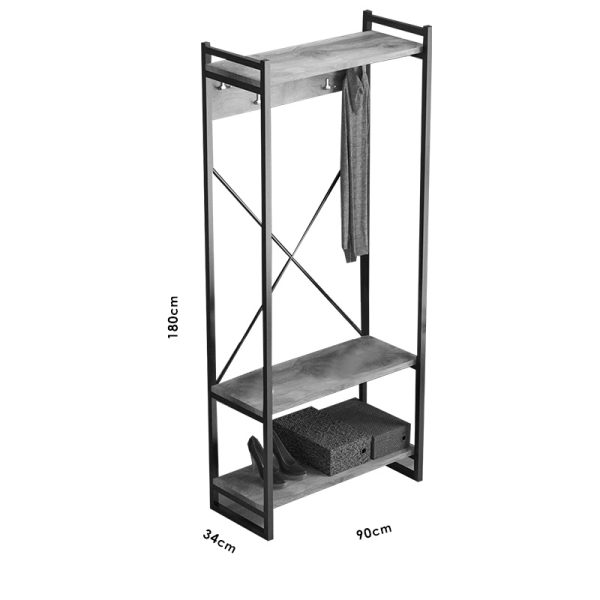 120 000335 2 Entrance furniture Baker pakoworld walnut-black 90x34x180cmIndoor furniture > Entrance furniture