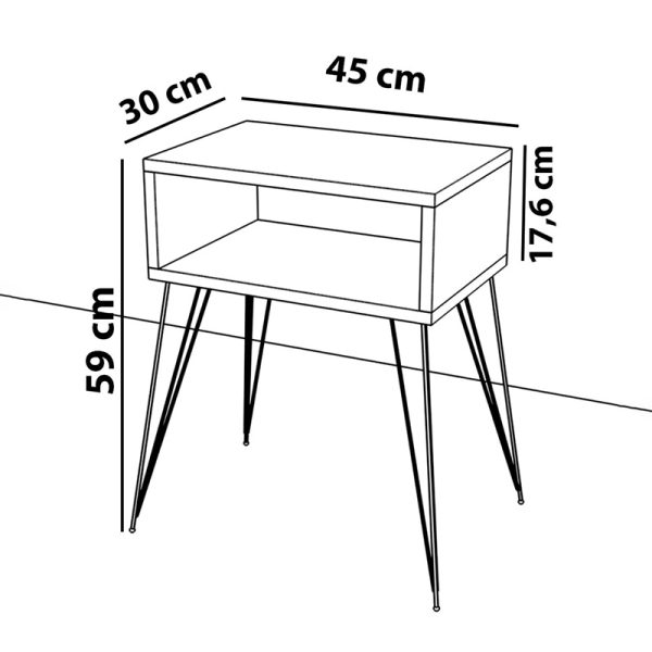 120 000402 4 Nighstand Naida pakoworld black marble melamine 45x30x59cmIndoor furniture > Bedside tables