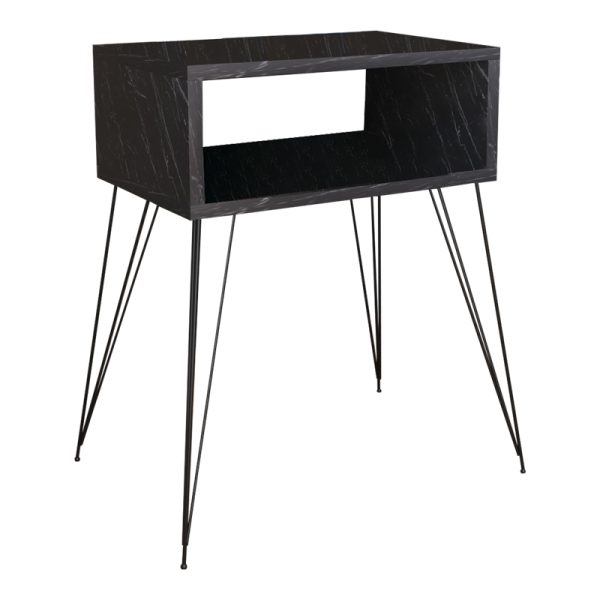 120 000402 Nighstand Naida pakoworld black marble melamine 45x30x59cmIndoor furniture > Bedside tables