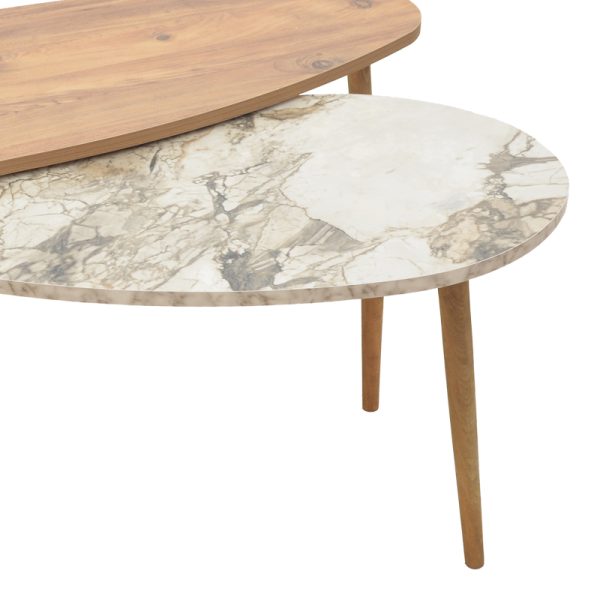 120 000415 2 Monty pakoworld oak-beige melamine marble coffee table 116x46x46cmIndoor furniture > Coffee tables