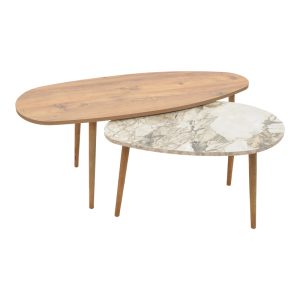 120 000415 Monty pakoworld oak-beige melamine marble coffee table 116x46x46cmIndoor furniture > Coffee tables