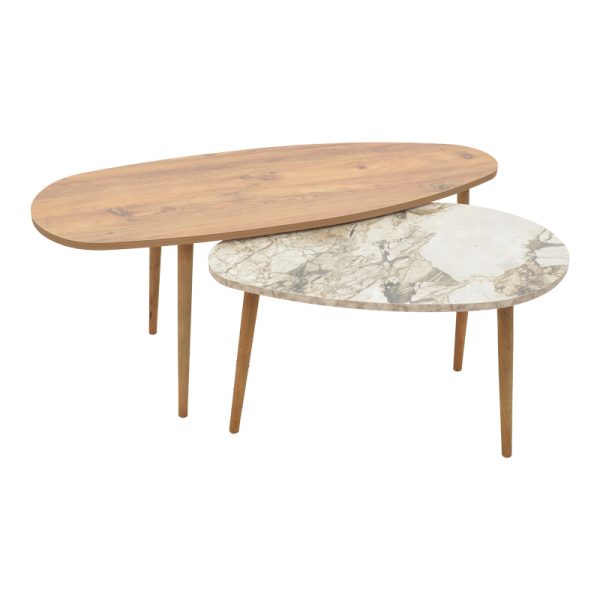 120 000415 Monty pakoworld oak-beige melamine marble coffee table 116x46x46cmIndoor furniture > Coffee tables