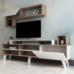 120 000486 2 Visao pakoworld TV set in white-walnut shades 180x32x55cmIndoor furniture > Living room sets