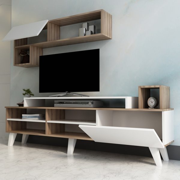 120 000486 2 Visao pakoworld TV set in white-walnut shades 180x32x55cmIndoor furniture > Living room sets