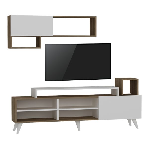 120 000486 Visao pakoworld TV set in white-walnut shades 180x32x55cmIndoor furniture > Living room sets