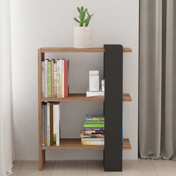 120 000517 2 Maverick pakoworld bookcase in sonoma-anthracite shade 51.8x25x70cmIndoor furniture > Bookshelves
