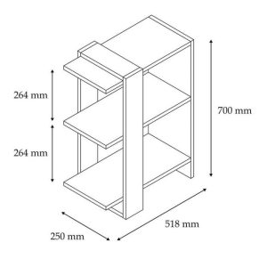 120 000517 4 Maverick pakoworld bookcase in sonoma-anthracite shade 51.8x25x70cmIndoor furniture > Bookshelves