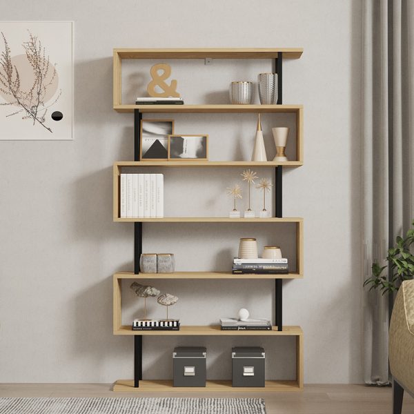 120 000518 2 Ziza pakoworld bookcase in oak shade 90x22x162.6cmIndoor furniture > Bookshelves