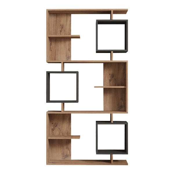 120 000519 4 Cubix pakoworld bookcase in sonoma-anthracite shade 90x24.6x171.90cmIndoor furniture > Bookshelves
